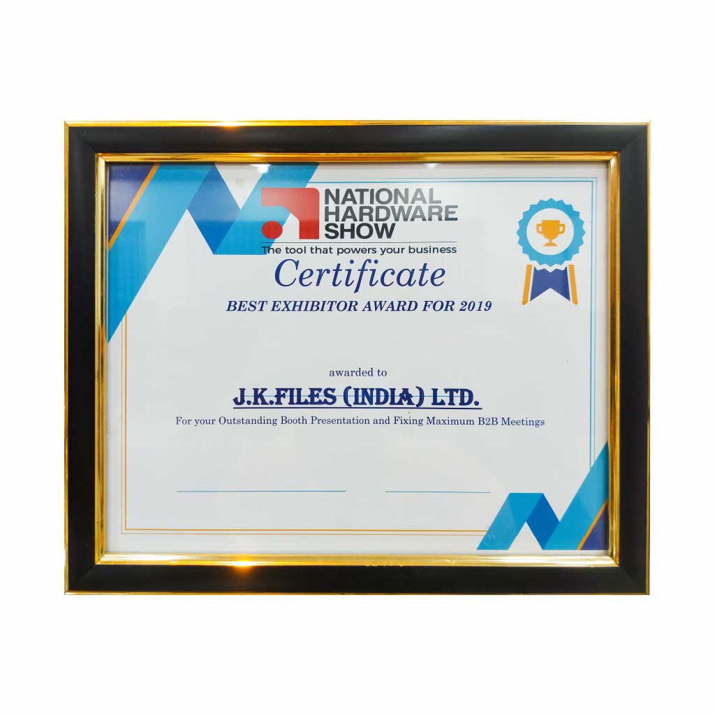 Best Exhibitor Award to JK Files Ltd.